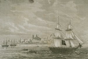 1860年代のウルグアイのモンテビデオのビュー